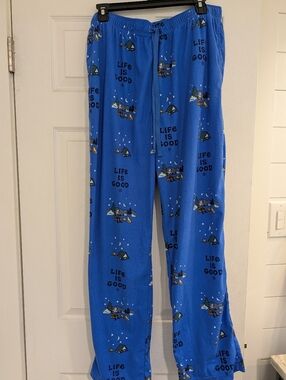 Life Is Good Men's XL Camping Print Flannel Pajama Bottoms NWOT